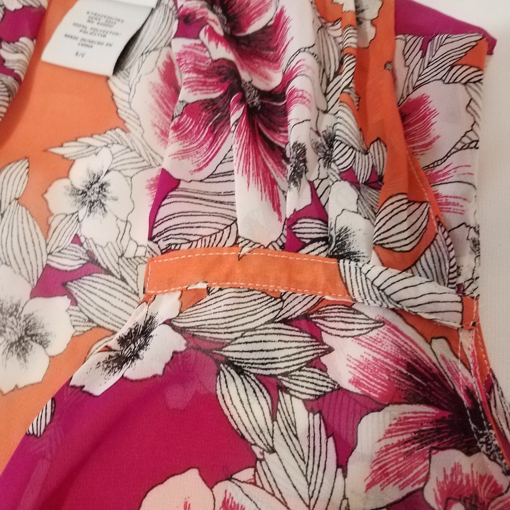 Woman's floral kimono cardigan loose open front - Picture 2 of 8